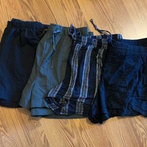 Casual Women's Elastic-Waist Shorts Set - Black, Olive & Striped